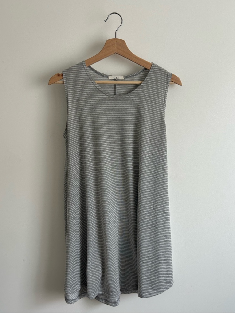 Sleeveless Gray Striped A-Line Dress